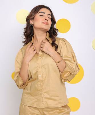 Beige summer relaxed collared everyday wear shirt 4
