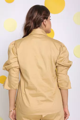 Beige summer relaxed collared everyday wear shirt