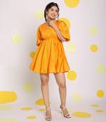Candy orange summer short skater midi dress
