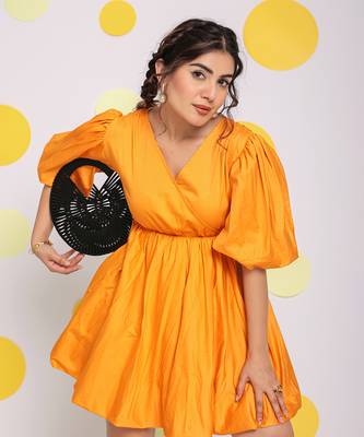 Candy orange summer short skater midi dress 4
