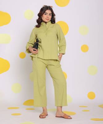 Light green summer relaxed collared formal linen shirt 3