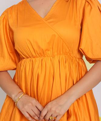 Candy orange summer short skater midi dress 5
