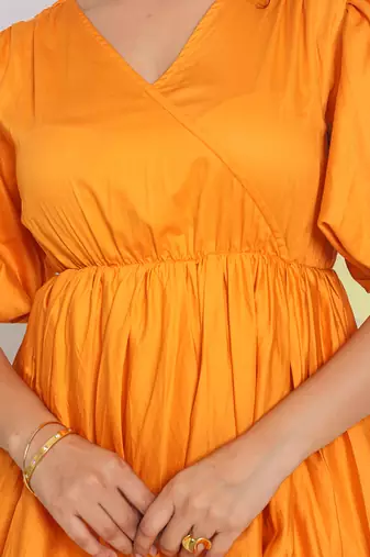 Candy orange summer short skater midi dress