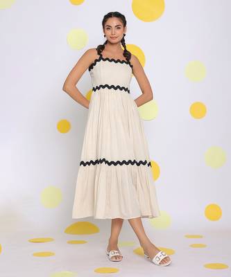 White bust fitted summer linen flared midi dress 1