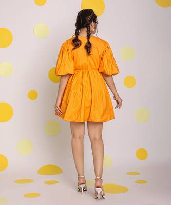 Candy orange summer short skater midi dress 6
