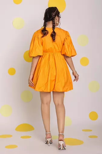 Candy orange summer short skater midi dress