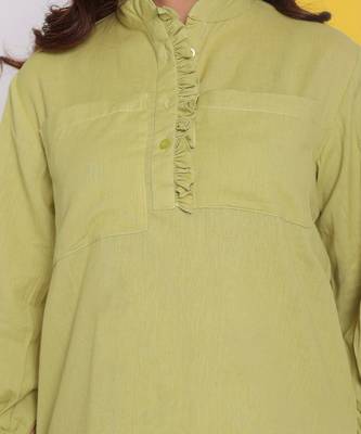 Light green summer relaxed collared formal linen shirt 5