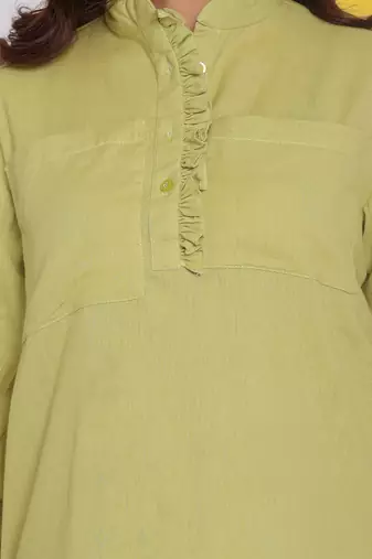 Light green summer relaxed collared formal linen shirt