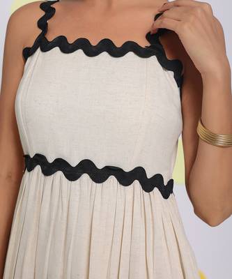 White bust fitted summer linen flared midi dress 5