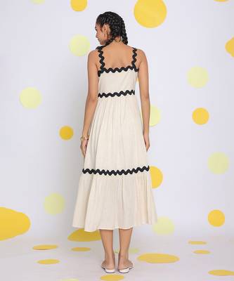 White bust fitted summer linen flared midi dress 6