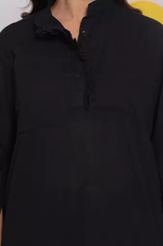 Black summer relaxed buttoned formal linen collared shirt