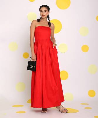 Red tube summer holiday wear long maxi party wear dress 1