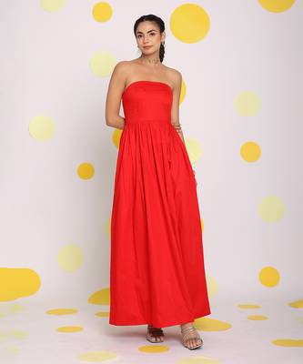 Red tube summer holiday wear long maxi party wear dress 3