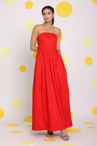 Red tube summer holiday wear long maxi party wear dress