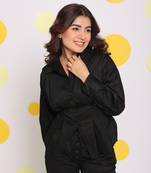 Black summer bust fitted collared everyday wear 100% cotton shirt