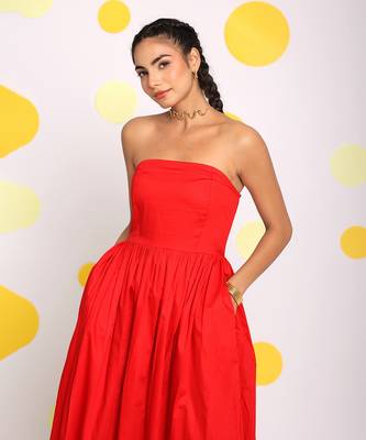 Red tube summer holiday wear long maxi party wear dress 4