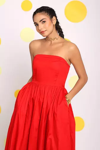 Red tube summer holiday wear long maxi party wear dress