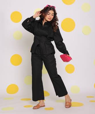 Black summer bust fitted collared everyday wear 100% cotton shirt 3