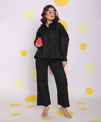 Black summer with baby pink back tie up 100% cotton shirt 3