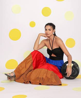 Summer multicolour bust fitted resort wear 100% cotton maxi dress 6