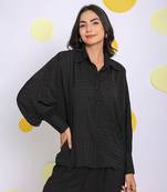 Black summer relaxed collared everyday wear shirt