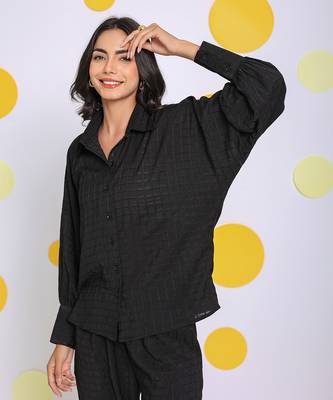 Black summer relaxed collared everyday wear shirt 4