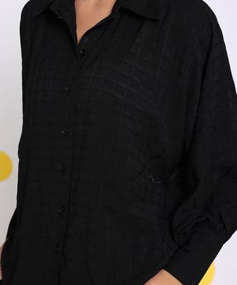 Black summer relaxed collared everyday wear shirt 5