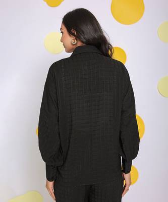 Black summer relaxed collared everyday wear shirt 6