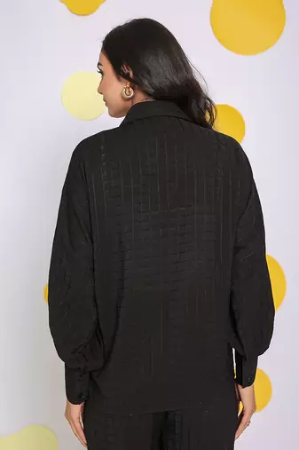 Black summer relaxed collared everyday wear shirt