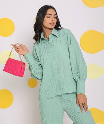 Light green summer relaxed collared everyday wear shirt 1
