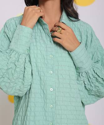 Light green summer relaxed collared everyday wear shirt 5