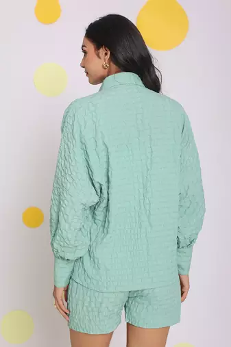 Light green summer relaxed collared everyday wear shirt