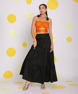 Orange tube bralette bust fitted 100% cotton resort wear crop top 1
