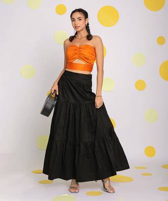 Orange tube bralette bust fitted 100% cotton resort wear crop top 3