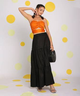 Orange tube bralette bust fitted 100% cotton resort wear crop top 4