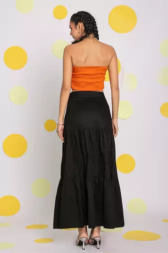 Orange tube bralette bust fitted 100% cotton resort wear crop top
