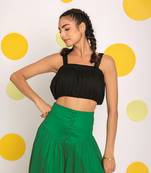 Solid black sleeveless summer cotton crop top