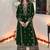 Green embroidered velvet semi stitched salwar suit (Without Potibag)