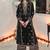 Black embroidered velvet semi stitched salwar suit (Without Potibag)