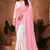 Designer pink white resham embroidery work georgette saree