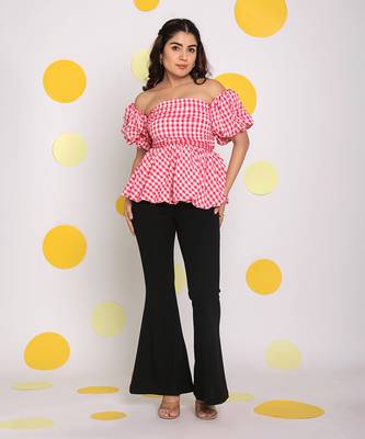 White and pink bubble 3 way styling bust fitted top with detachable short balloon sleeves 1