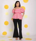 White and pink bubble 3 way styling bust fitted top with detachable short balloon sleeves