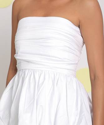 White 3 way styling bust fitted top with detachable short balloon sleeves 5