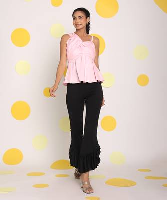 Solid baby pink bust fitted 100% cotton top 2