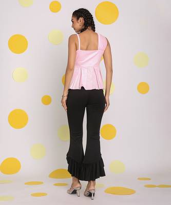 Solid baby pink bust fitted 100% cotton top 4