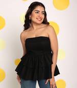 Solid black colour tube peplum frill  party wear top