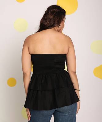 Solid black colour tube peplum frill  party wear top 5