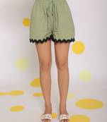 Green summer elastic waist relaxed casual shorts