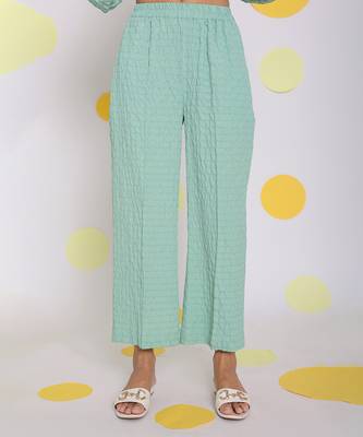Light green summer relaxed wide leg everyday wear pants 1