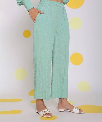 Light green summer relaxed wide leg everyday wear pants 3